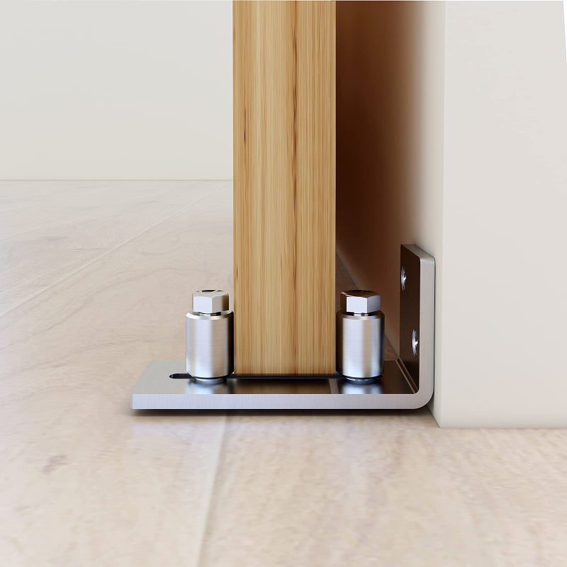 JUBEST Barn Door Floor Guide - Stainless Steel Adjustable Roller Wall Mounted Floor Guide for Door Thick Up to 2 1/8 inches, Flush Bottom Design, Smoothly and Quietly,Set of 2 - Image 2